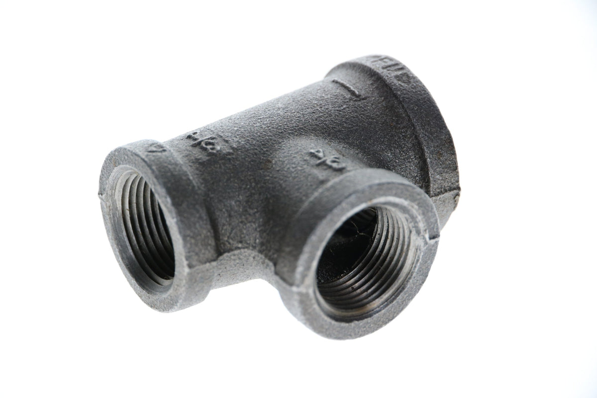 520-544 1" x 3/4" x 3/4" Black Iron Tee