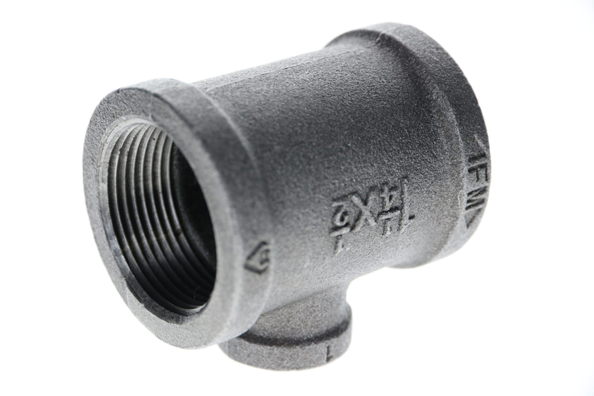 520-663 1-1/4" x 1-1/4" x 1/2" Black Iron Tee
