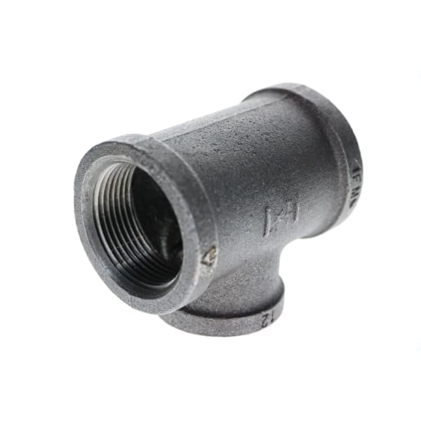 520-656 1-1/4" x 1" x 1-1/4" Black Iron Tee