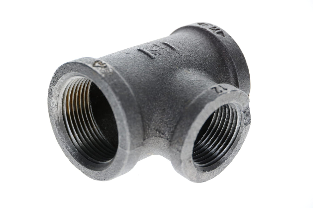 520-656 1-1/4" x 1" x 1-1/4" Black Iron Tee