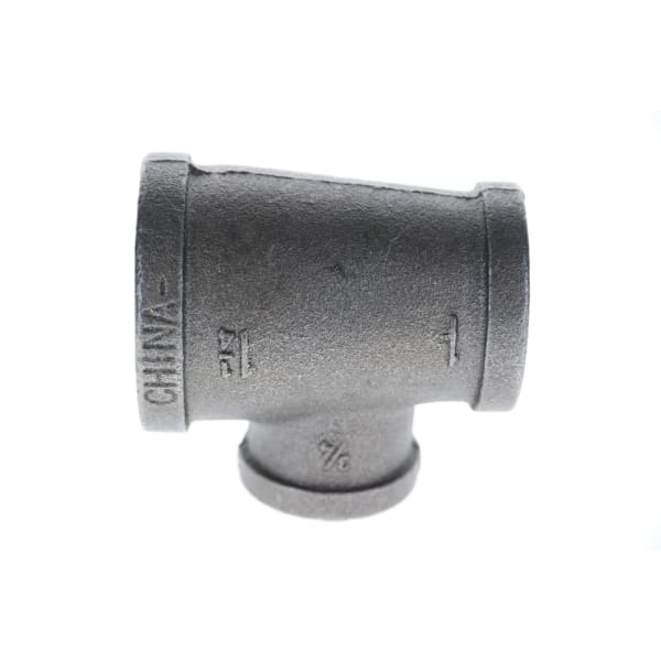 520-654 1-1/4" x 1" x 3/4" Black Iron Tee