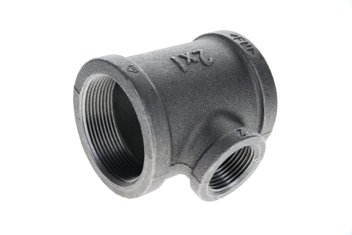 520-785 2" x 2" x 1" Black Iron Tee