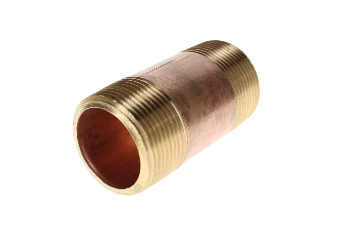 311-124 1-1/4" x 3" Red Brass Pipe Nipple