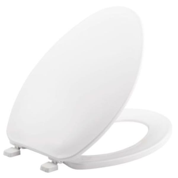 Top-Tite® 14-1/8" x 18-5/8", 1-9/16" H, White, Plastic, Elongated, Closed Front, Toilet Seat with Cover