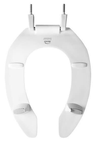 2L2155T-000 MEDIC-AID® 14-1/2" x 18-9/16" x 3-5/16", White, Plastic, Elongated, Open Front, Heavy Duty Toilet Seat without Cover