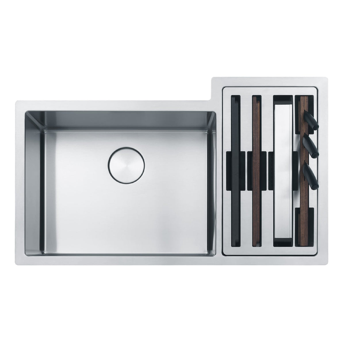 Culinary Center 35-in. x 21-in. 19 Gauge Stainless Steel Undermount Double Bowl Kitchen Sink Workstation - CUX16021-W