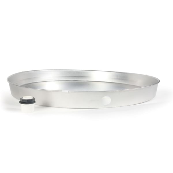20801 20" Aluminum Water Heater Drain Pan Non-Punched with PVC Fittings