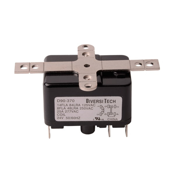 D90-370 General Purpose Relay (SPDT) 24VAC, (14/84@125V FLA/LRA, 8/48@250V FLA/LRA)