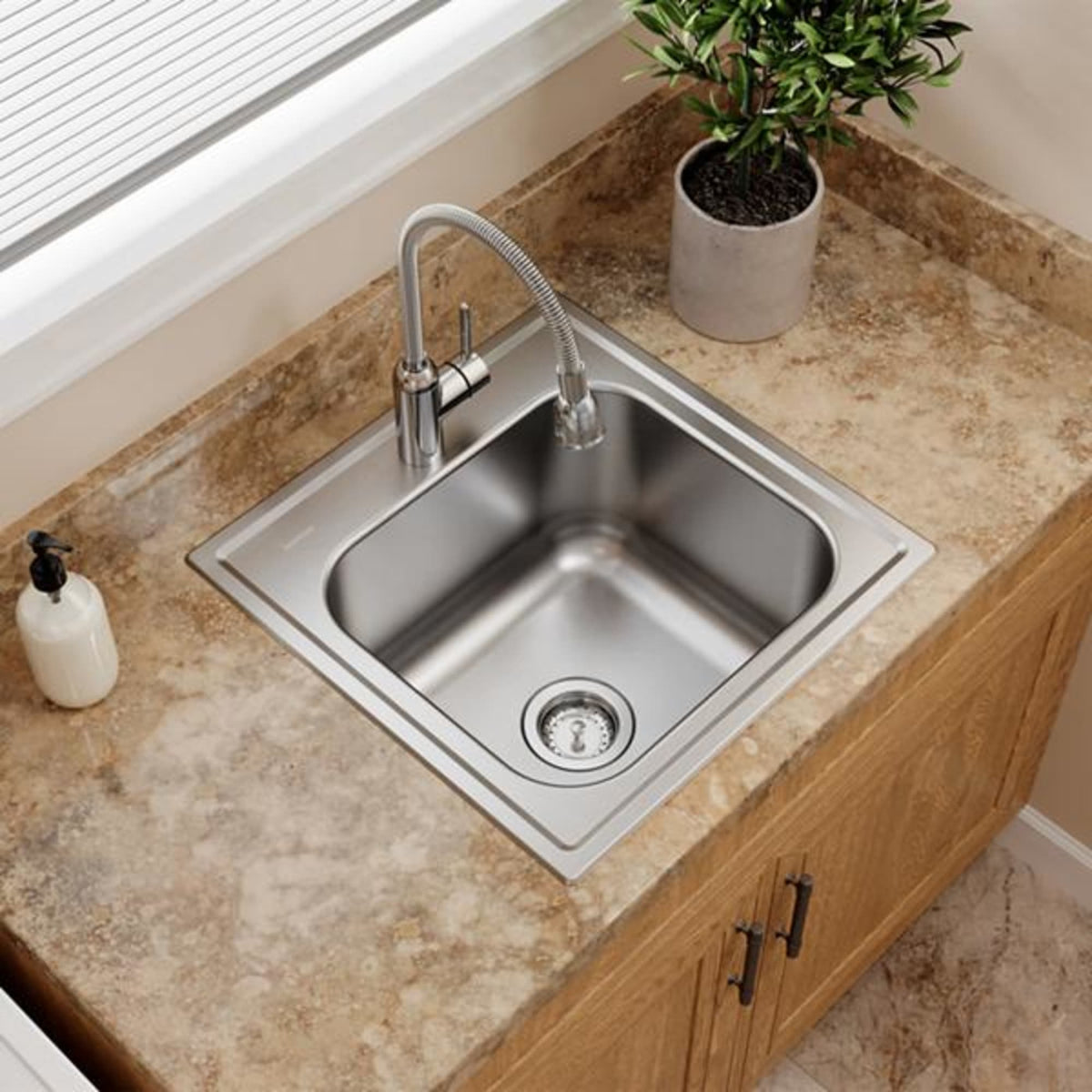 DPC12020101 Stainless Steel 20" x 20" x 10-1/8" 1-Hole Single Bowl Drop-In Laundry Sink