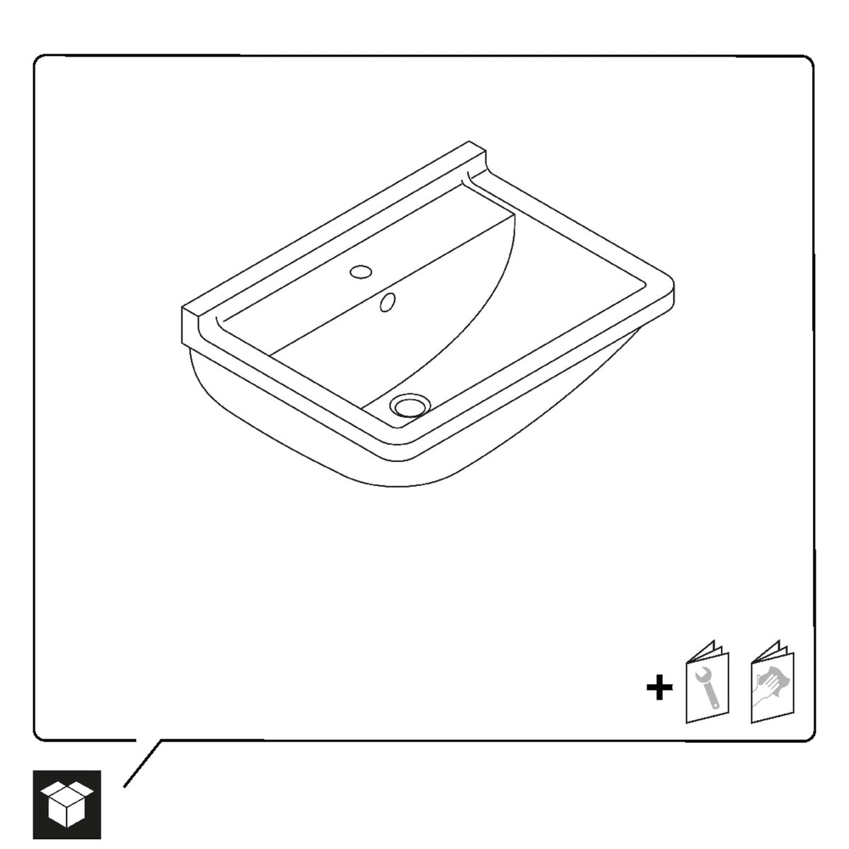 0329100000 Vero 41 3/8" Rectangular Wall Mounted Sink in White with Single Faucet Hole and with Overflow