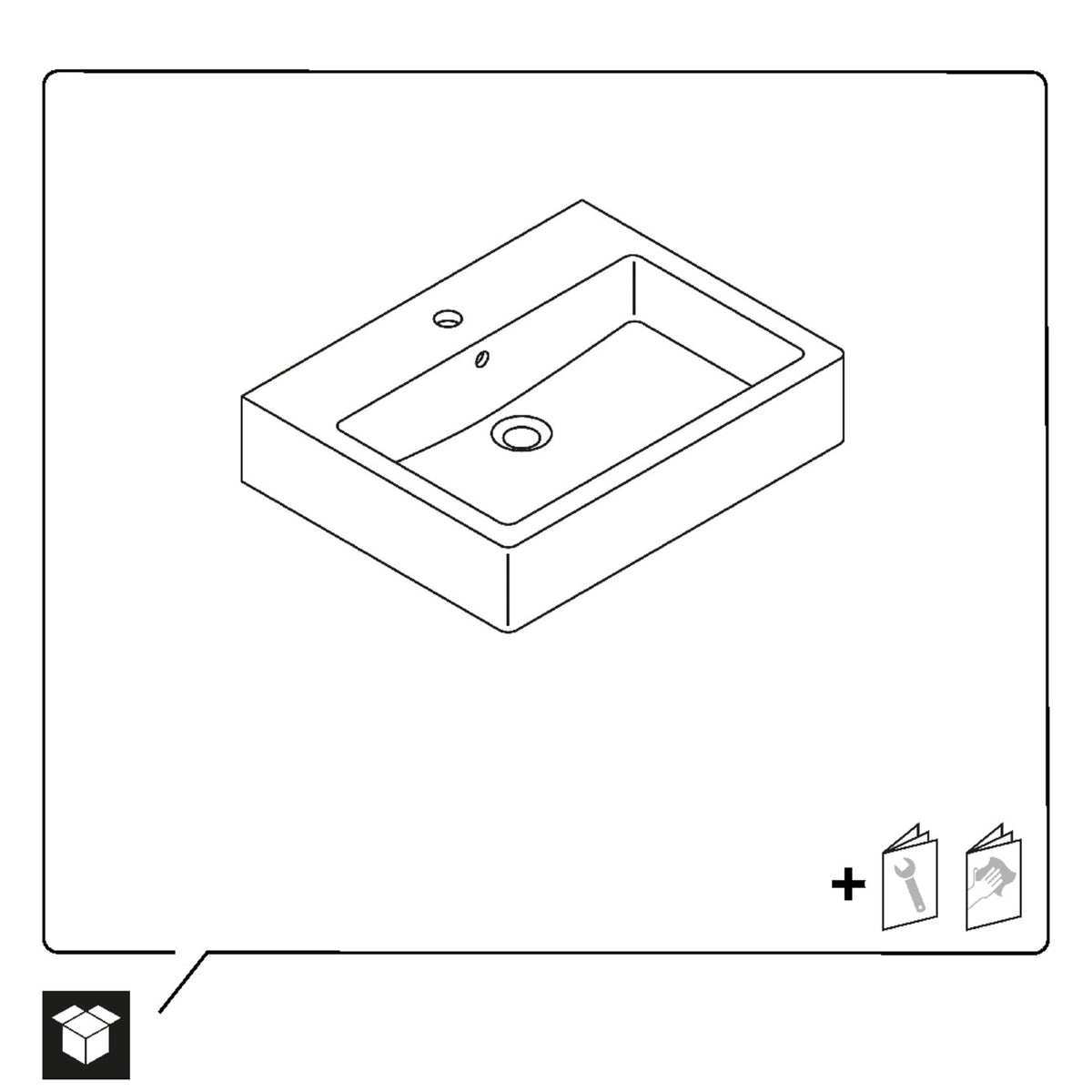 0454500000 Vero 19 5/8" Rectangular Wall Mounted Sink in White with Single Faucet Hole and with Overflow