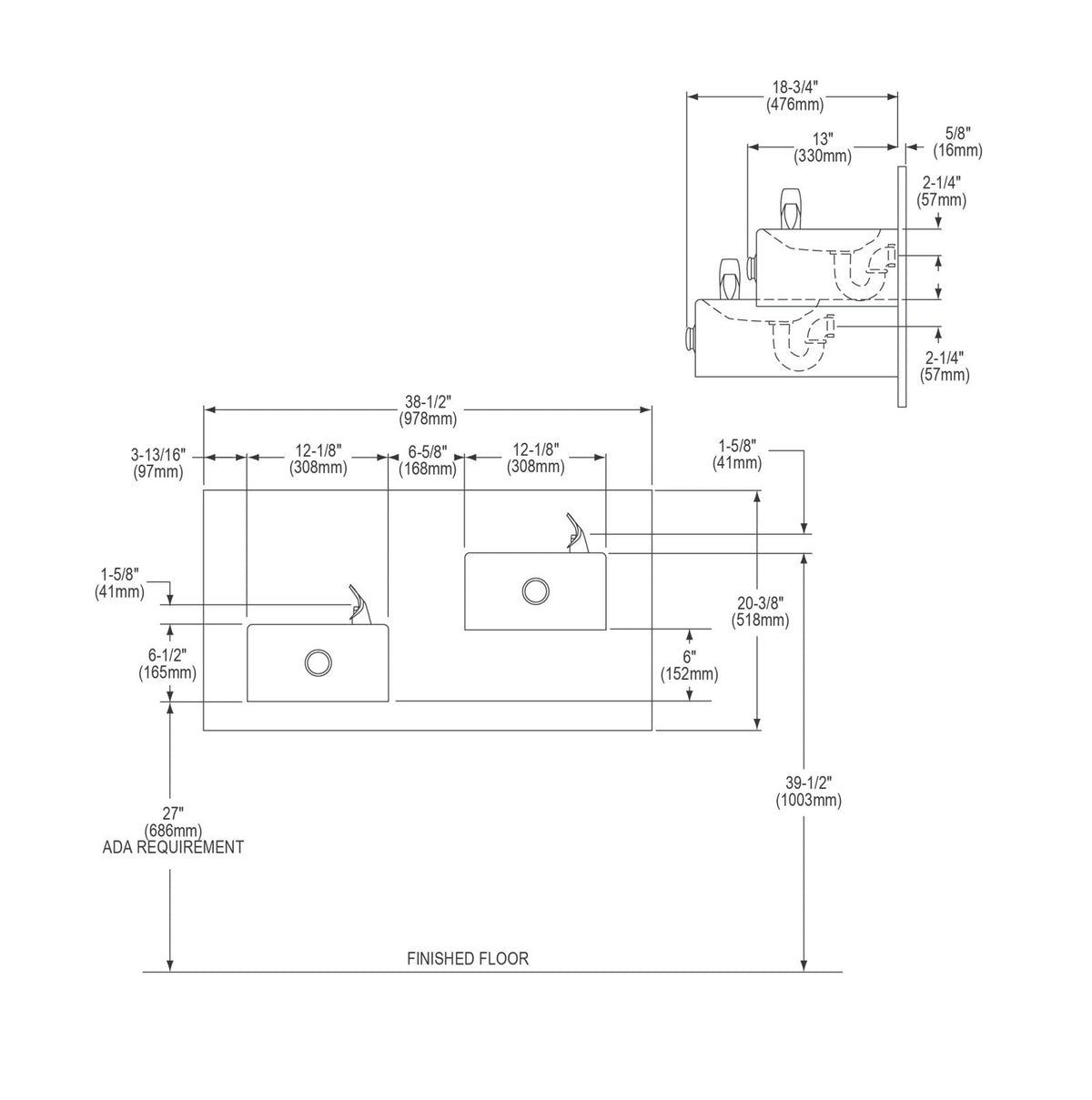 EDFP217RAC Soft Sides Bi-Level Reverse Fountain Non-Filtered Non-Refrigerated Stainless