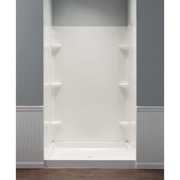 DURAWALL® (Wall & Door Components) Glossy White, Shower Bases & Walls - 5-Piece, Rectangle, Corner, Alcove