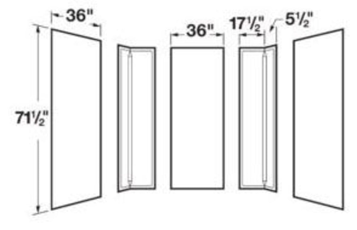 DURAWALL® (Wall & Door Components) White, Smooth/Colorfast Gloss, Shower Bases & Walls - 5-Piece, Rectangle