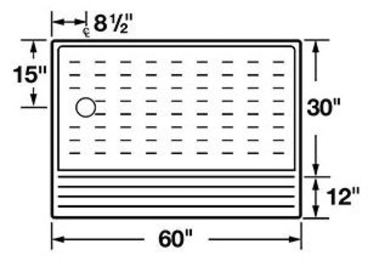 DURABASE® (Shower Base) White, Barrier-Free, Rectangle (30" x 60" x 4") 360L
