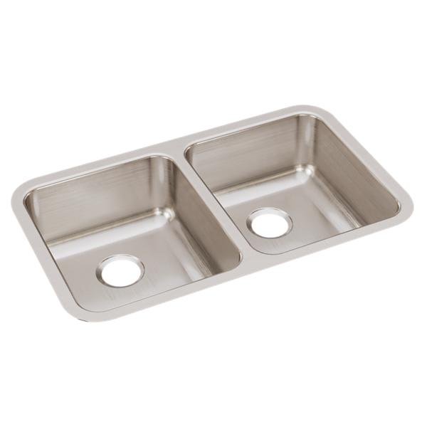 ELUH3118 Lustertone Classic Stainless Steel, 30-3/4" x 18-1/2" x 7-7/8" Equal Double Bowl Undermount Sink