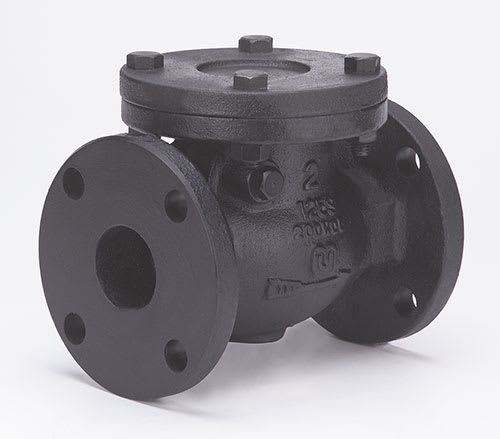 2974-M-600 6" - Flange x Flange - Cast Iron Check Valve - 125 SWP - 200 WOG, Horizontal Swing, Bronze Seat, Solid Wedge Disc