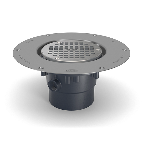 FD2-PV3 PVC Adjustable Floor Drain - 5-inch Nickel Bronze Head with Deck Plate and 3-inch x 4-inch Solvent Weld Outlet