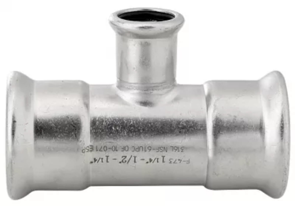 1-1/2x1/2" Tee - 316 Stainless Steel - Press