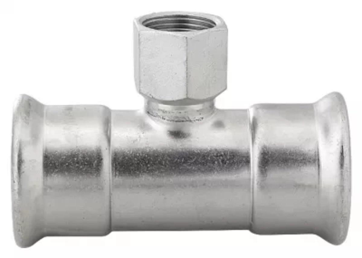 1-1/2x3/4" Tee (Female) - 316 Stainless Steel - Press