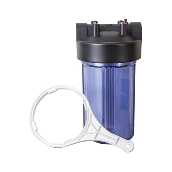 HJ10-1K 1" x 10" High Flow Filter Housing with Wrench - Clear Sump