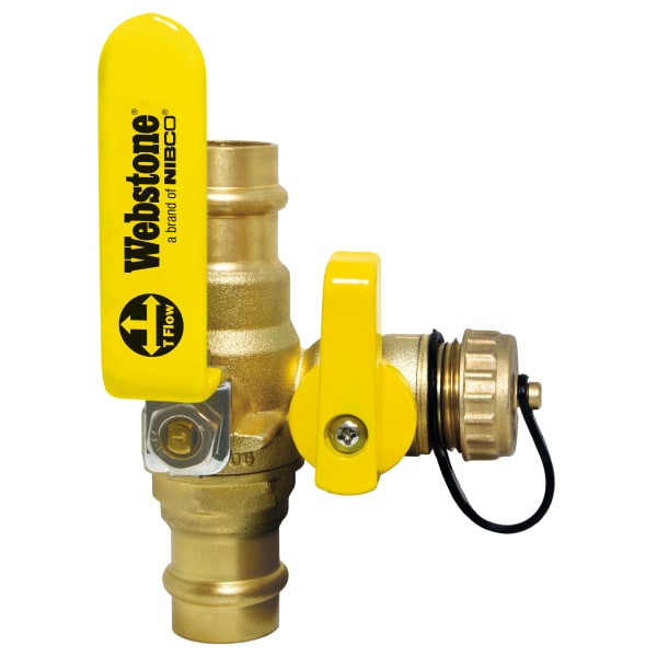 H-80613W 3/4" Press Full Port Ball Valve with Hose Drain LF