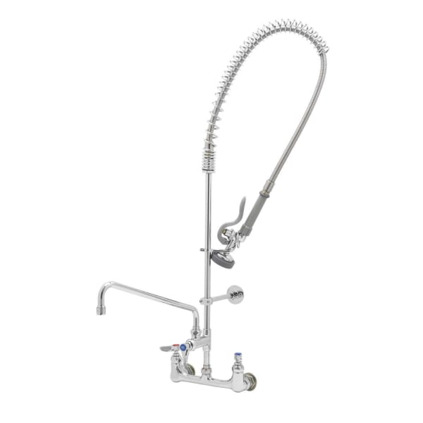 B-0133-ADF14-B EasyInstall Pre-Rinse, Spring Action, 8" Wall Mount, 14" Add-On Faucet, 6" Wall Bracket