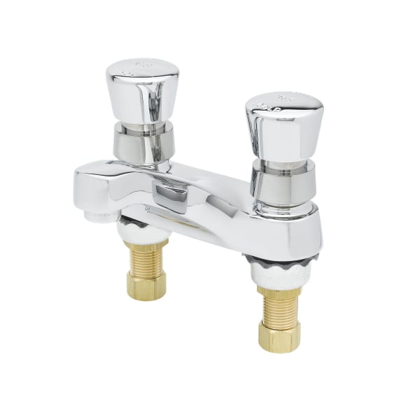 B-0831 Metering Faucet, Deck Mount, 4" Centers, Aerator, Push Button Handles