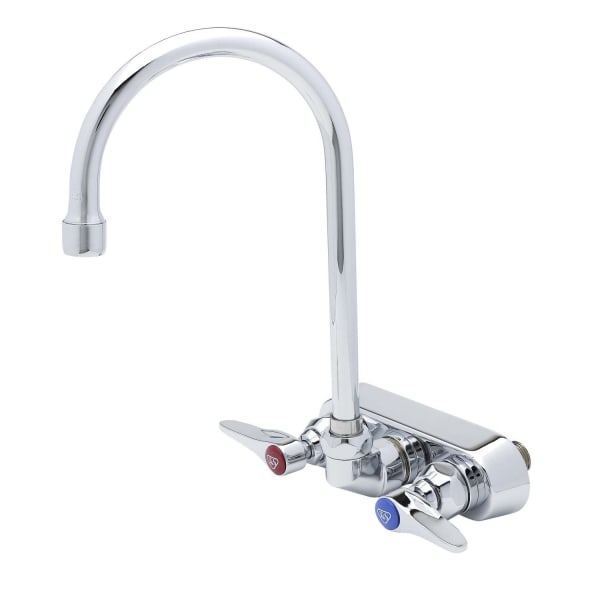 B-1146 Workboard Faucet, 4" Wall Mount, 133X Swivel Gooseneck, Lever Handles