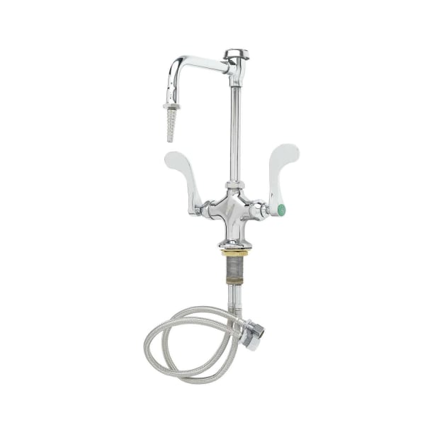 BL-5704-08WH4 Lab Mixing Faucet, Single Hole Deck Mount, 4" Wrist Handles, VB Nozzle & Serrated Tip