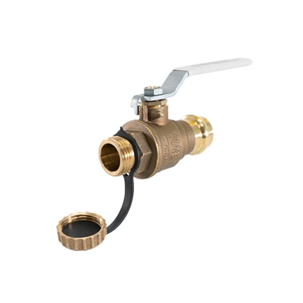 100-773G 1/2" Press x Hose - Full Port, 2 Piece, Press Connection, Dezincification Resistant Brass, with 3/4 Hose