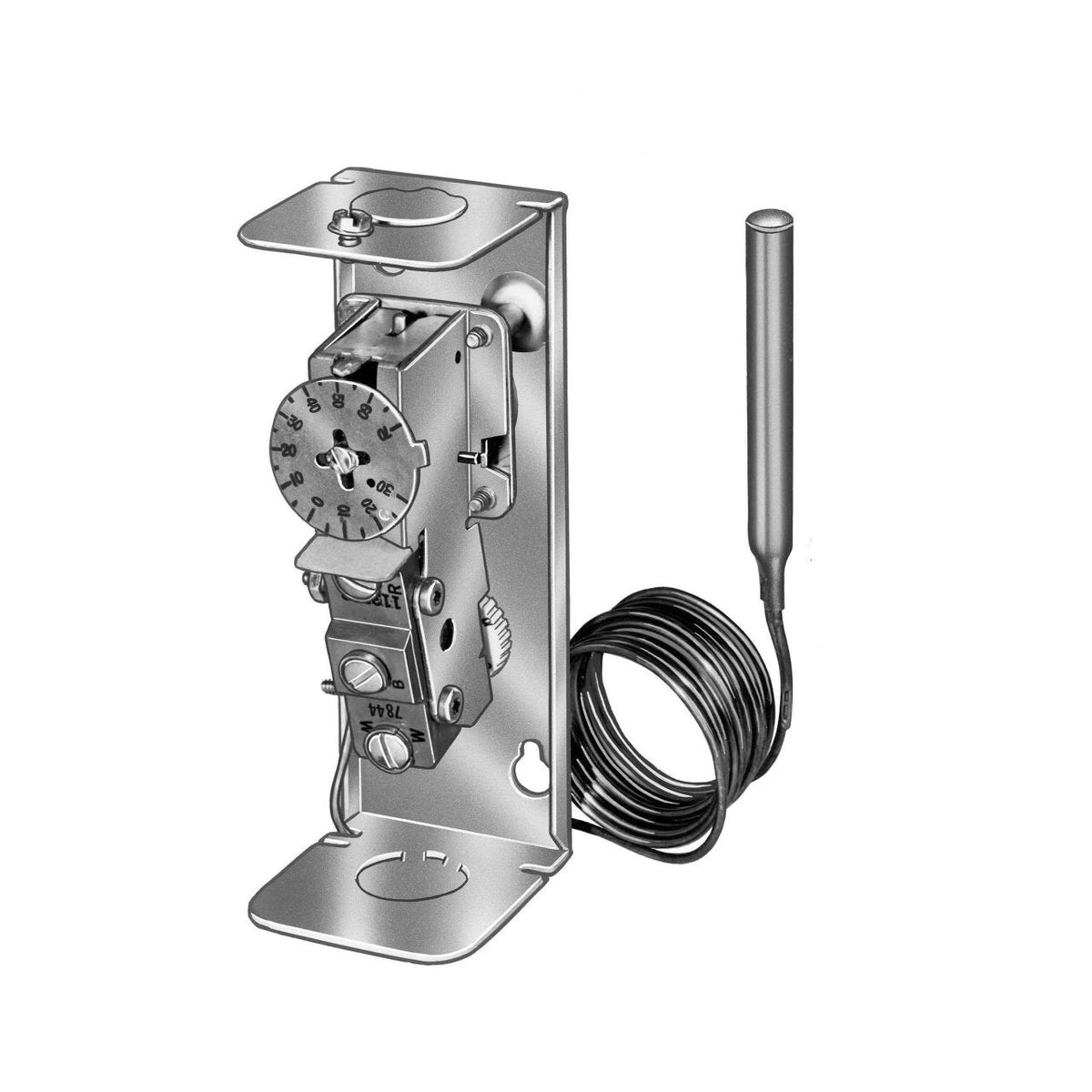 L4008E1313/U Manual Reset Aquastat, Breaks on Rise, 100–200°F, 66 in Capillary, Less Well