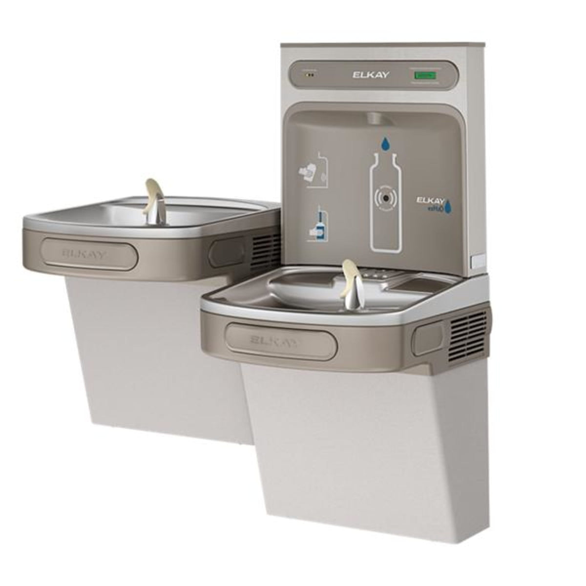 LZSTL8WSLK ezH2O Bottle Filling Station & Versatile Bi-Level ADA Cooler Filtered Refrigerated Light Gray