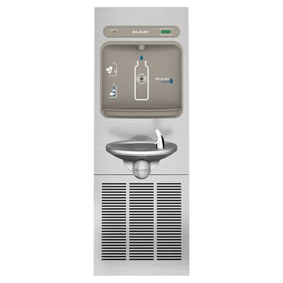 LZWS-LRPBM8K ezH2O Bottle Filling Station with Integral SwirlFlo Fountain Refrigerated Filtered Refrigerated Stainless