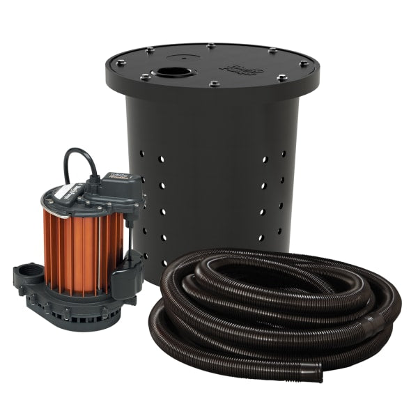 CSP-237 1/3 hp, Submersible Crawl Space Sump Pump, Includes Basin and Hose Kit, 10' Cord