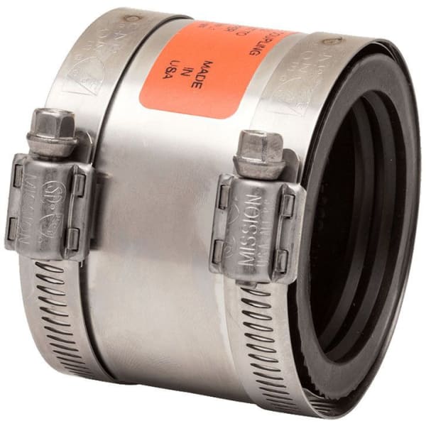 CK-1125 1-1/2" Cast Iron/Plastic/Steel to 1-1/4" Copper or 1" Plastic/Steel Shielded Rubber Transition Coupling 0801522