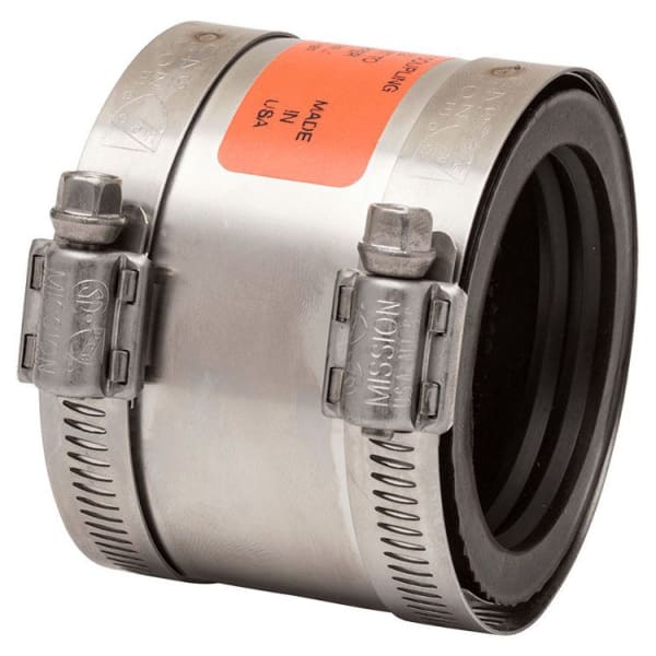 CK-2125 2" Cast Iron/Plastic/Steel to 1-1/4" Copper or 1" Plastic/Steel Shielded Rubber Transition Coupling 0802538