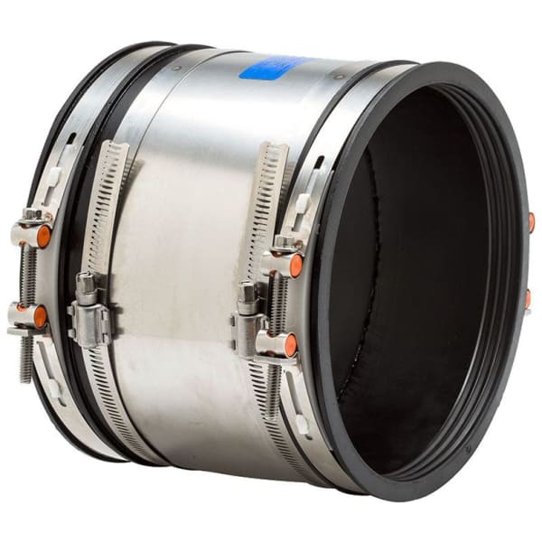 MR56-44-ARC-WD 4" Cast Iron/Plastic to 4" Cast Iron/Plastic Shielded Rubber Adjustable Repair Coupling - Worm Drive 1404169
