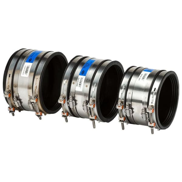 MR06-66-ARC-WD 6" Concrete to 6" Clay/Plastic Shielded Adjustable Rubber Repair Coupling 1406487
