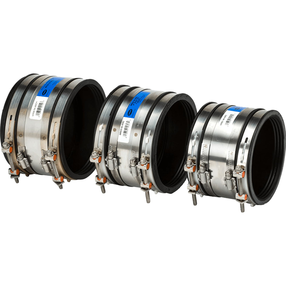 MR02-64-ARC-WD 6" Clay to 4" Cast Iron/Plastic Shielded Adjustable Rubber Repair Coupling 1406218