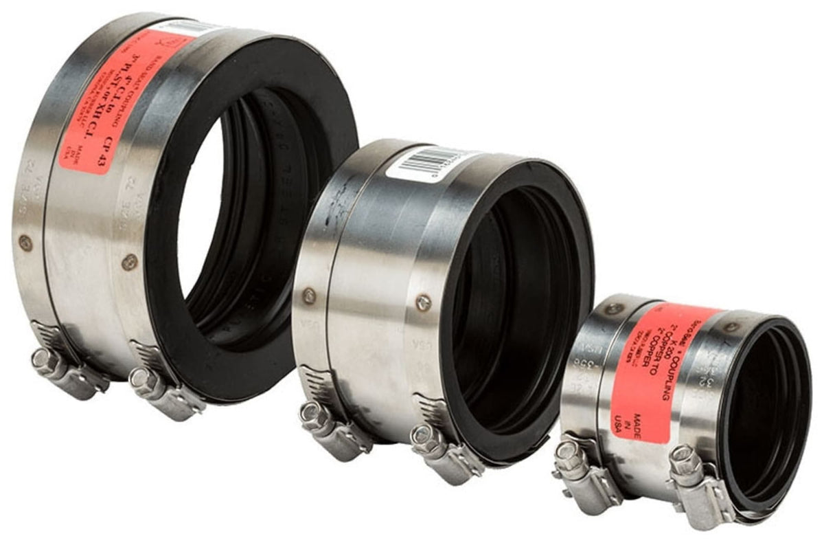 C-320 3" Cast Iron to 2" Cast Iron/Plastic/Steel Shielded Rubber Transition Coupling 0803528