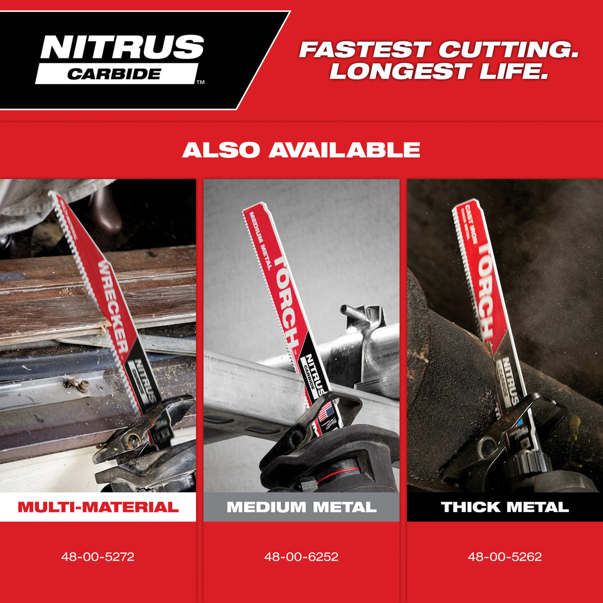 48-00-6251 6" 10 TPI TORCH™ with NITRUS™ Carbide Teeth SAWZALL® Blade for Conduit and Strut (1 Pack)