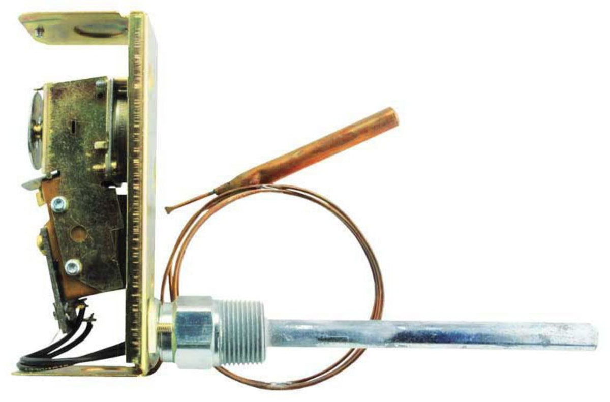 100 to 180 Deg F Adjustment, 5 Deg F Differential, 255 PSI, 39-1/4" L Capillary Tube, 192 Deg F High Limit, 85 Deg F High Limit Differential