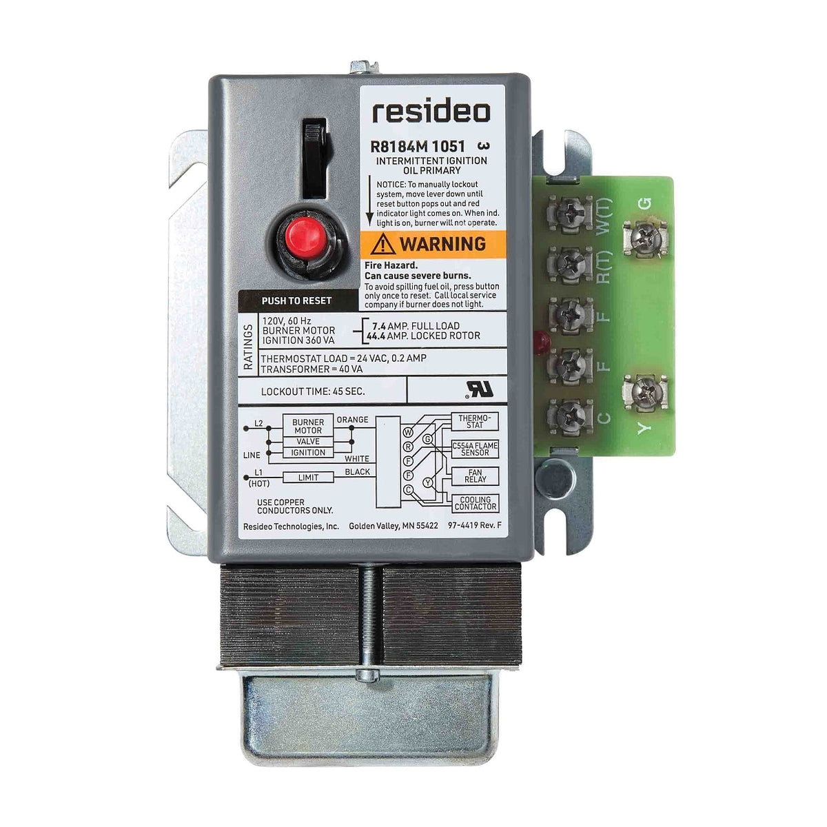 R8184M1051/U Protectorelay Oil Primary Control, 120 VAC, 45 Sec Safety Switch Timing