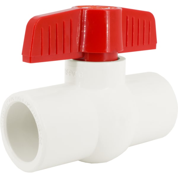 201-405 1" - Solvent x Solvent; Tee Handle, PVC Compact-Pattern Ball Valve