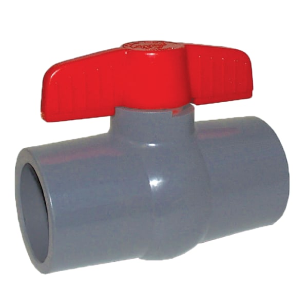 202-418 2" - Solvent x Solvent, Schedule 80 Grey CPVC Compact-Pattern Ball Valve with Tee Handle