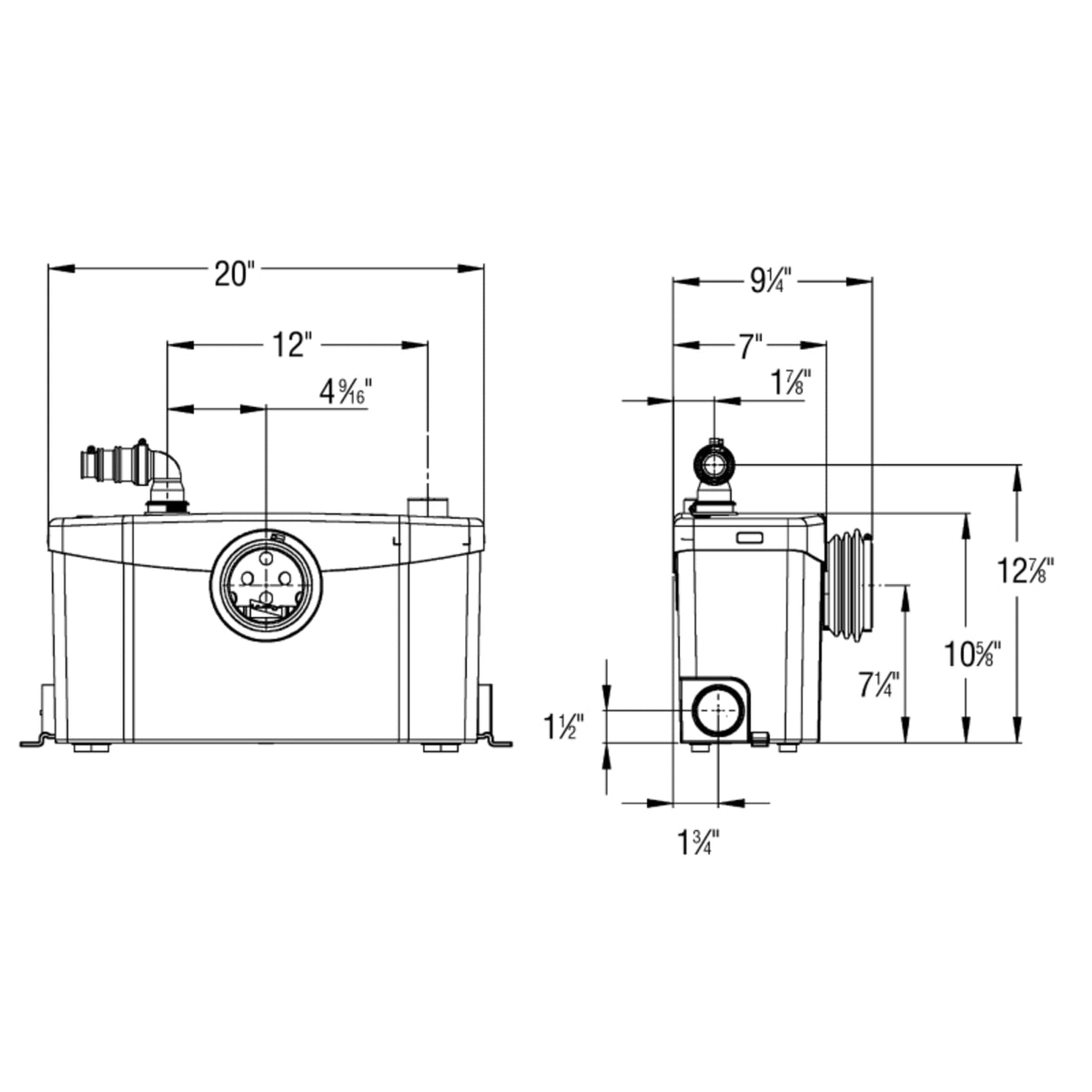 Saniplus Full-Bathroom Macerating Pump - 1/2hp - 3pcs/4pcs - Install with Any Bowls & Tank