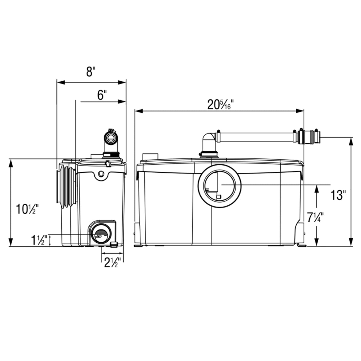1HP Sanibest Pro Full- Bathroom+Laundry Option Grinder Pump - Install with Any Bowls