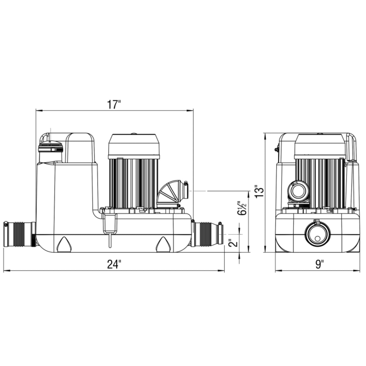 Sanicom 1 - Commercial Gray Water Drain Pump - 1Hp HDPE - Laundry/Sink/Shower/Bathtub