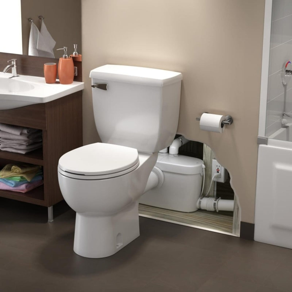 Saniaccess 3 Full-Bathroom Macerating Pump - Install with Any Bowls & Tank.